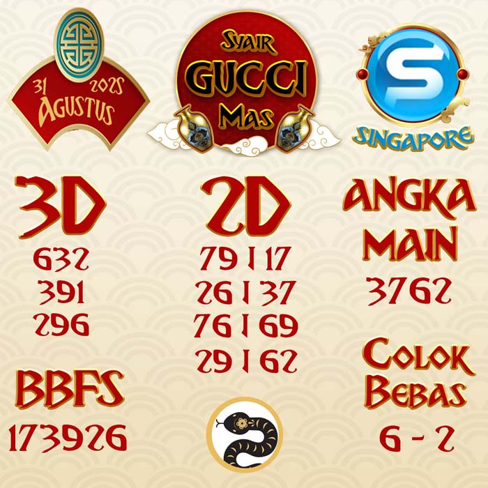 SYAIR SGP GUCCI MAS MINGGU 31 AGUSTUS 2025